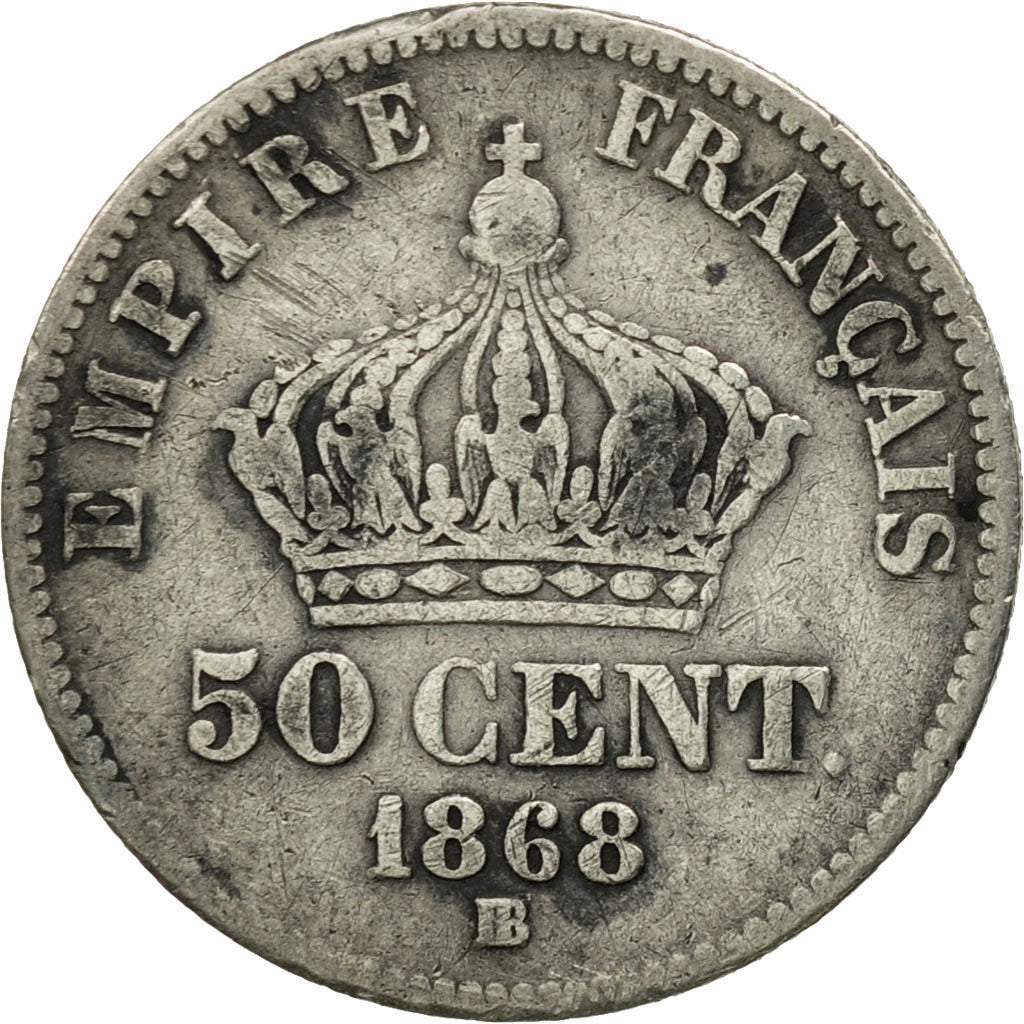 Coin, France, Napoleon III, Napoléon III, 50 Centimes, 1868, Strasbourg