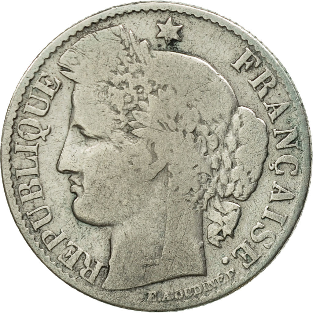 France, Cérès, 50 Centimes, 1887, Paris, B+, Argent, KM:834.1, Gadoury:419a