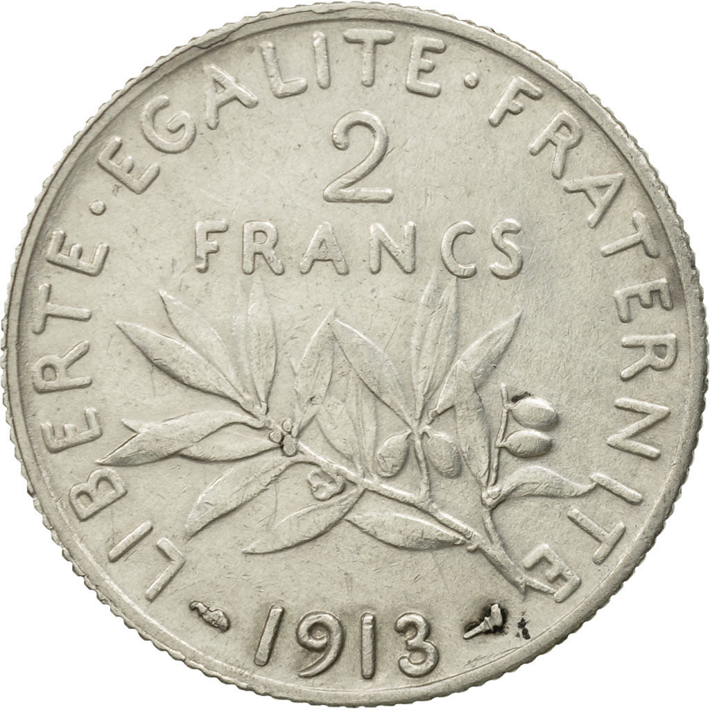 Moneta, Francia, Semeuse, 2 Francs, 1913, Paris, BB+, Argento, KM:845.1