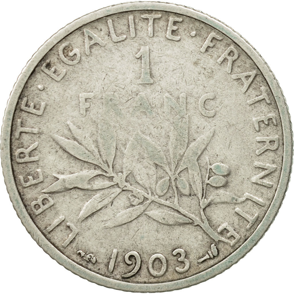 Monnaie, France, Semeuse, Franc, 1903, Paris, TB, Argent, KM:844.1, Gadoury:467