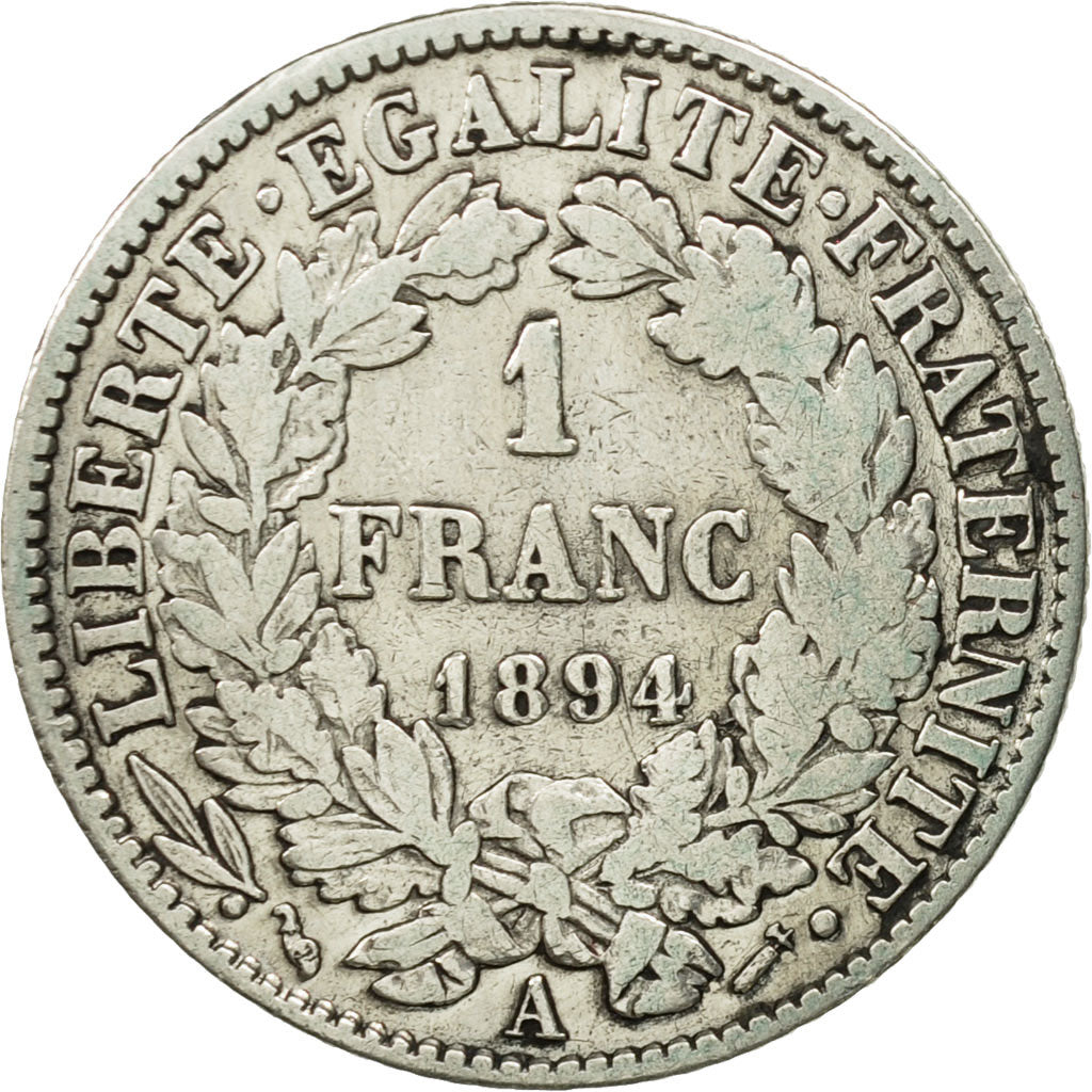Monnaie, France, Cérès, Franc, 1894, Paris, TB+, Argent, KM:822.1