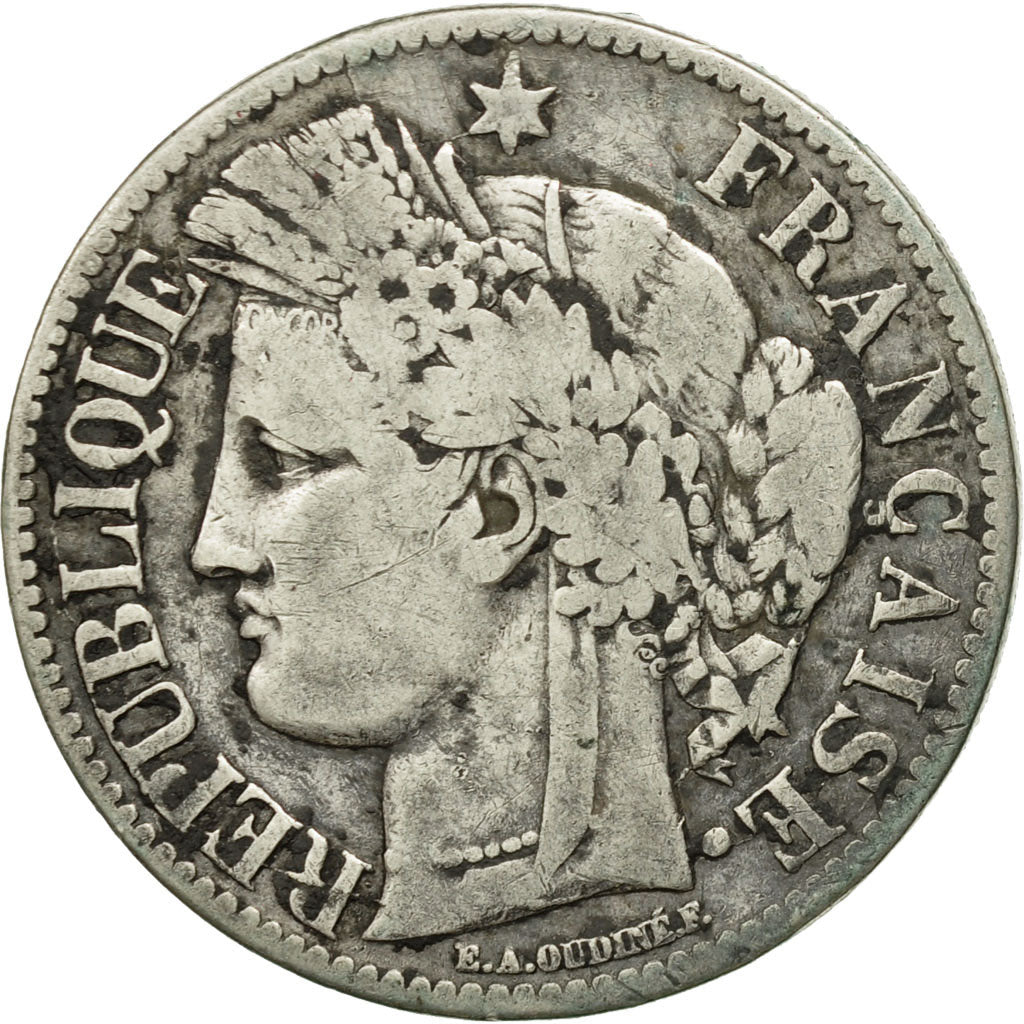 France, Cérès, 2 Francs, 1870, Bordeaux, TB, Argent, KM:816.2, Gadoury:529