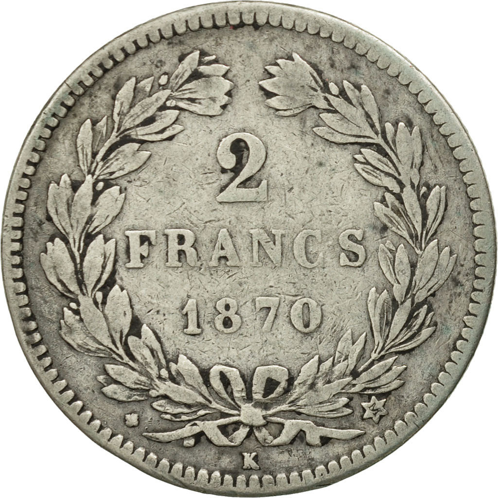 France, Cérès, 2 Francs, 1870, Bordeaux, TB, Argent, KM:816.2, Gadoury:529