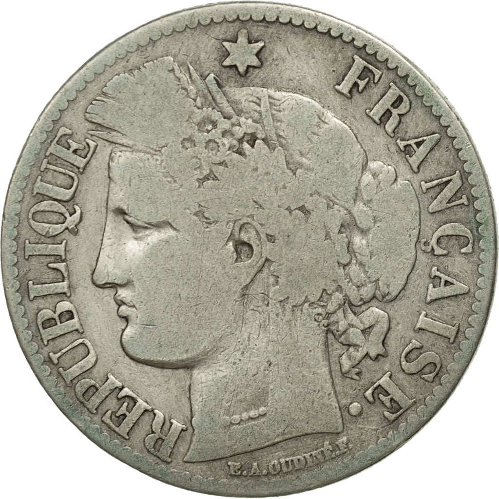 Moneda, Francia, Cérès, 2 Francs, 1873, Paris, BC, Plata, KM:817.1