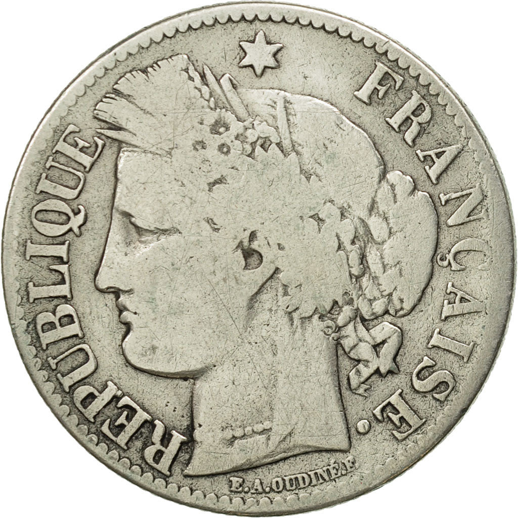 Coin, France, Cérès, 2 Francs, 1871, Bordeaux, F(12-15), Silver, KM:817.2