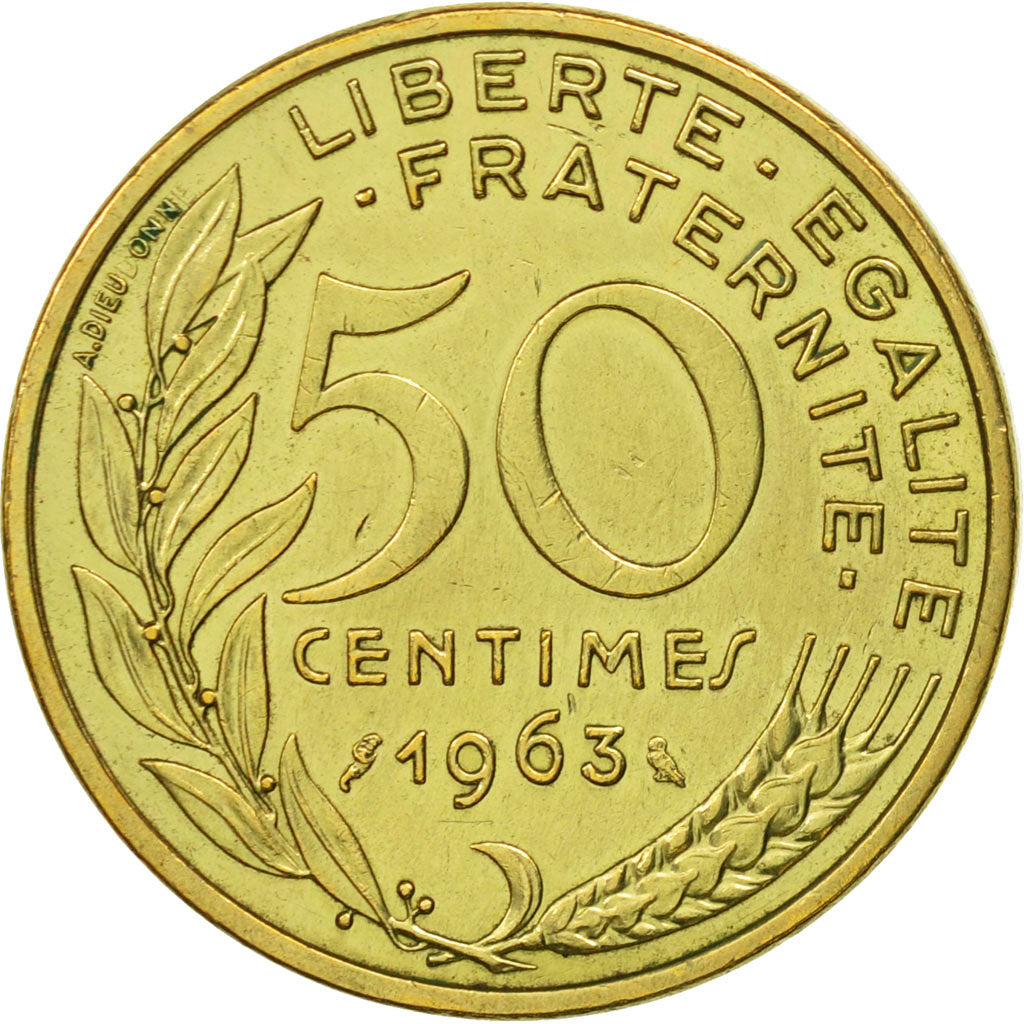Coin, France, Marianne, 50 Centimes, 1963, AU(50-53), Aluminum-Bronze, KM:939.2