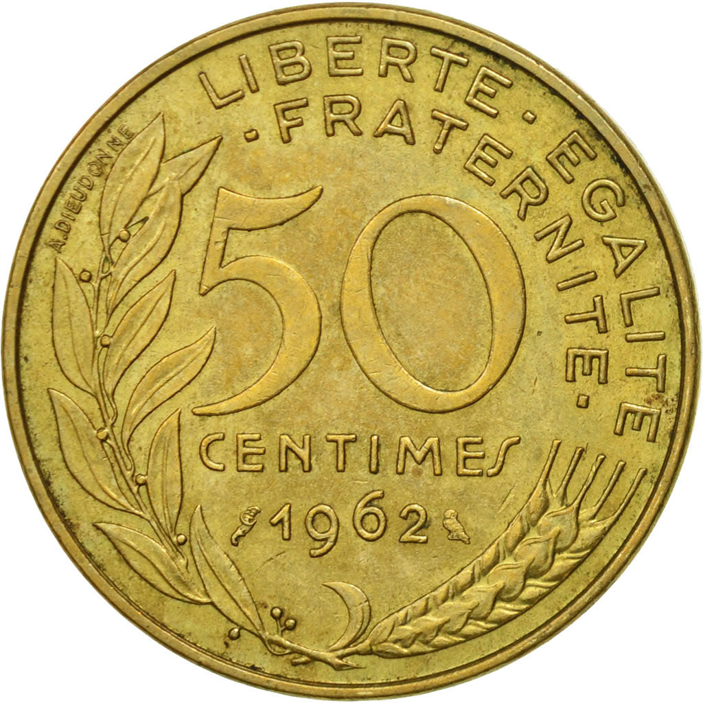 France, Marianne, 50 Centimes, 1962, EF(40-45), Col à 4 plis, KM:939.2