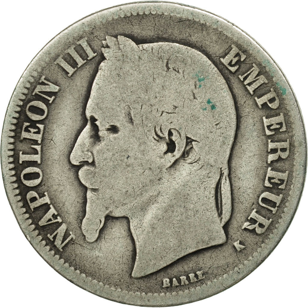 Moneda, Francia, Napoleon III, Napoléon III, 2 Francs, 1866, Bordeaux, BC