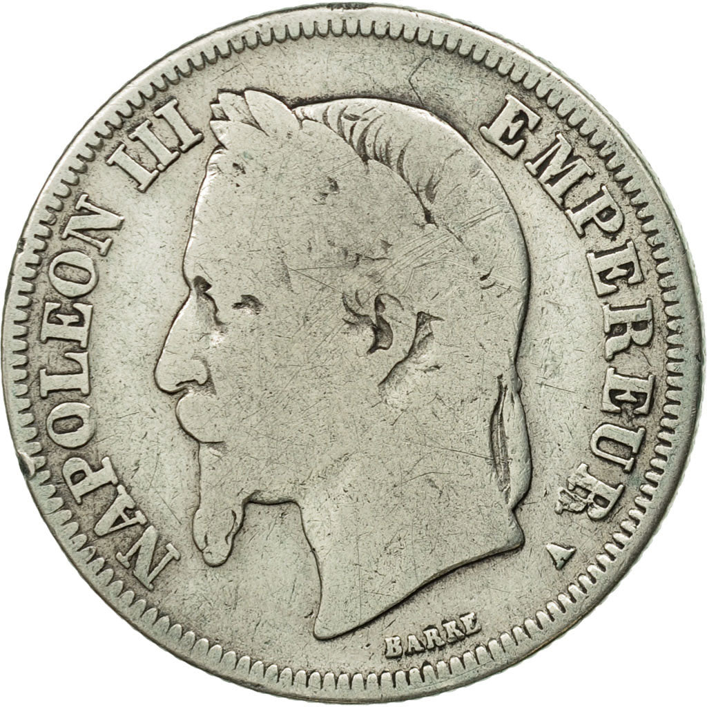 France, Napoleon III, 2 Francs, 1867, Paris, F(12-15), Silver, KM 807.1
