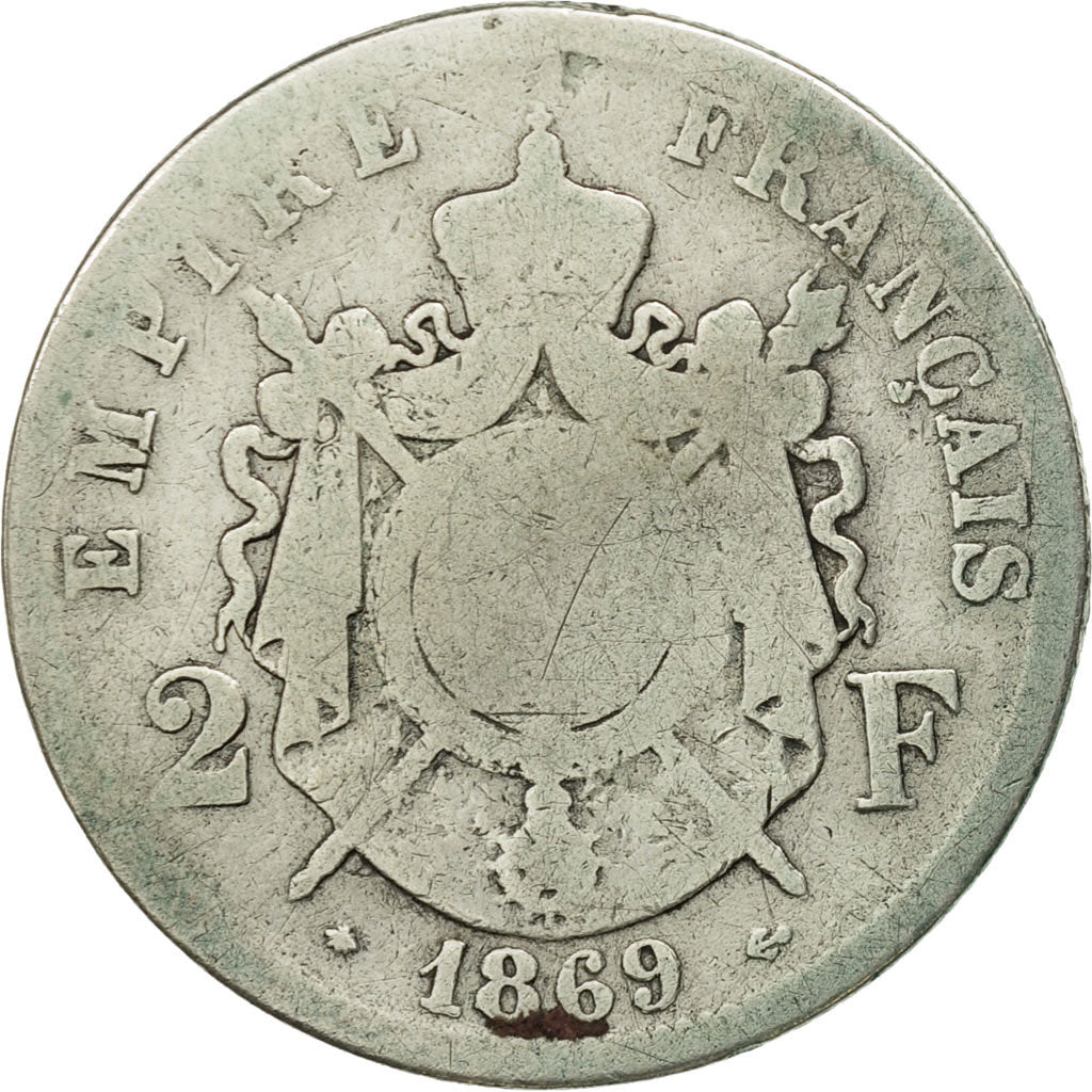 Coin, France, Napoleon III, Napoléon III, 2 Francs, 1869, Paris, F(12-15)