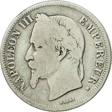 France, Napoleon III, 2 Francs, 1867, Strasbourg, VG(8-10), KM 807.2