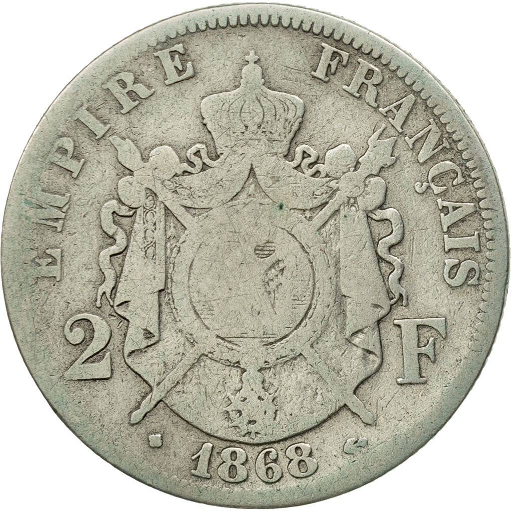Moneta, Francja, Napoleon III, Napoléon III, 2 Francs, 1868, Strasbourg