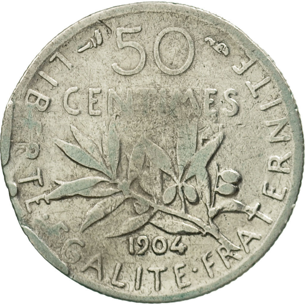 Coin, France, Semeuse, 50 Centimes, 1904, Paris, F(12-15), Silver, KM:854