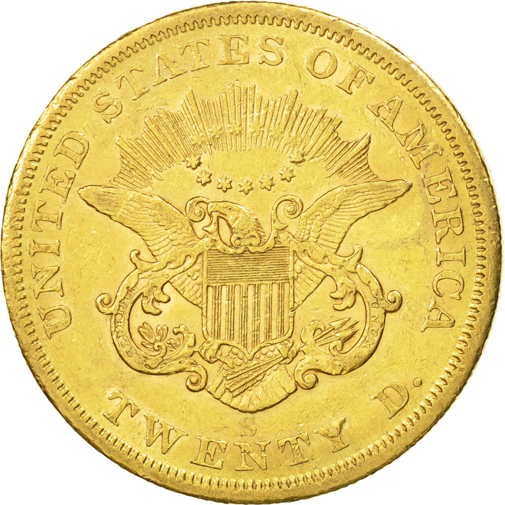 États-Unis, Liberty Head, $20, Double Eagle, 1855,San Francisco,Or, TTB, KM 74.1