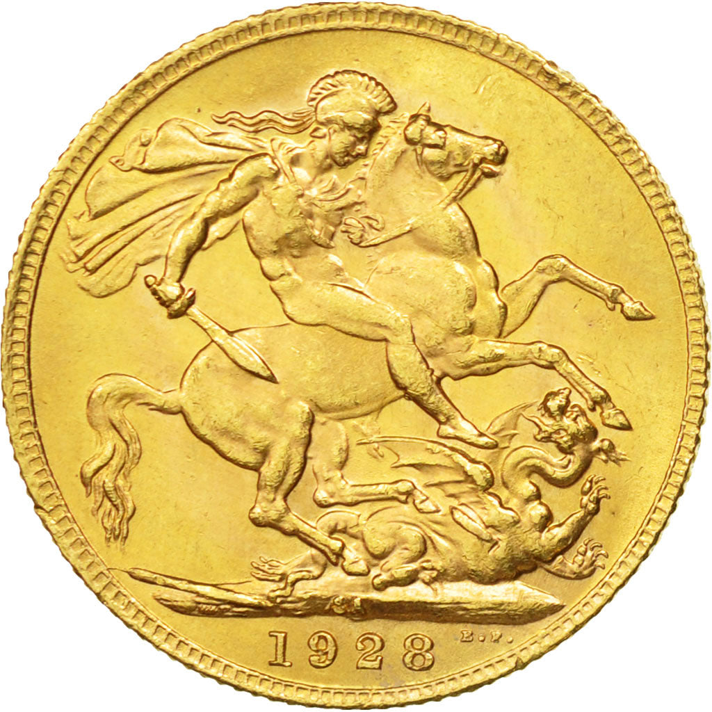 Coin, South Africa, George V, Sovereign, 1928, Pretoria, AU(55-58), Gold, KM:21