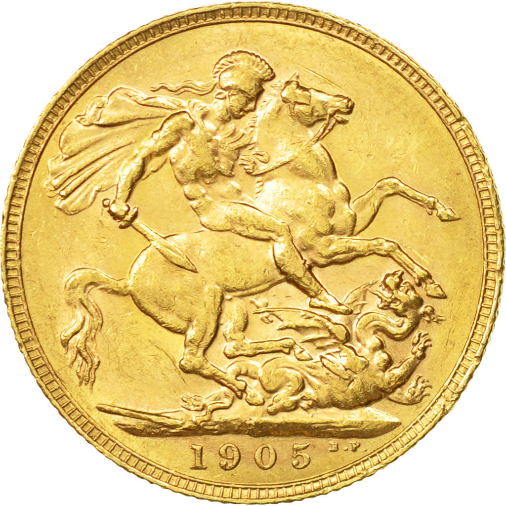 Coin, Australia, Edward VII, Sovereign, 1905, Perth, AU(50-53), Gold, KM:15