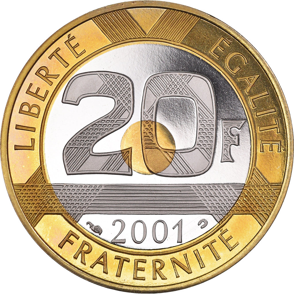 Coin, France, Mont Saint Michel, 20 Francs, 2001, Paris, BE, MS(65-70)