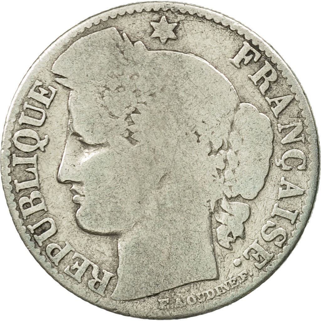 Monnaie, France, Cérès, 50 Centimes, 1872, Paris, B, Argent, KM:834.1