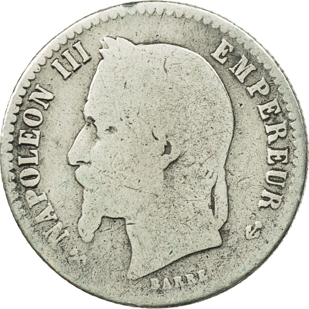 France, Napoleon III, 50 Centimes, 1867, Bordeaux, VG(8-10), KM 814.3