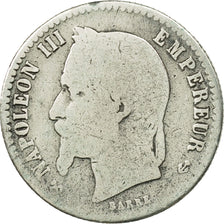 France, Napoleon III, 50 Centimes, 1867, Bordeaux, VG(8-10), KM 814.3