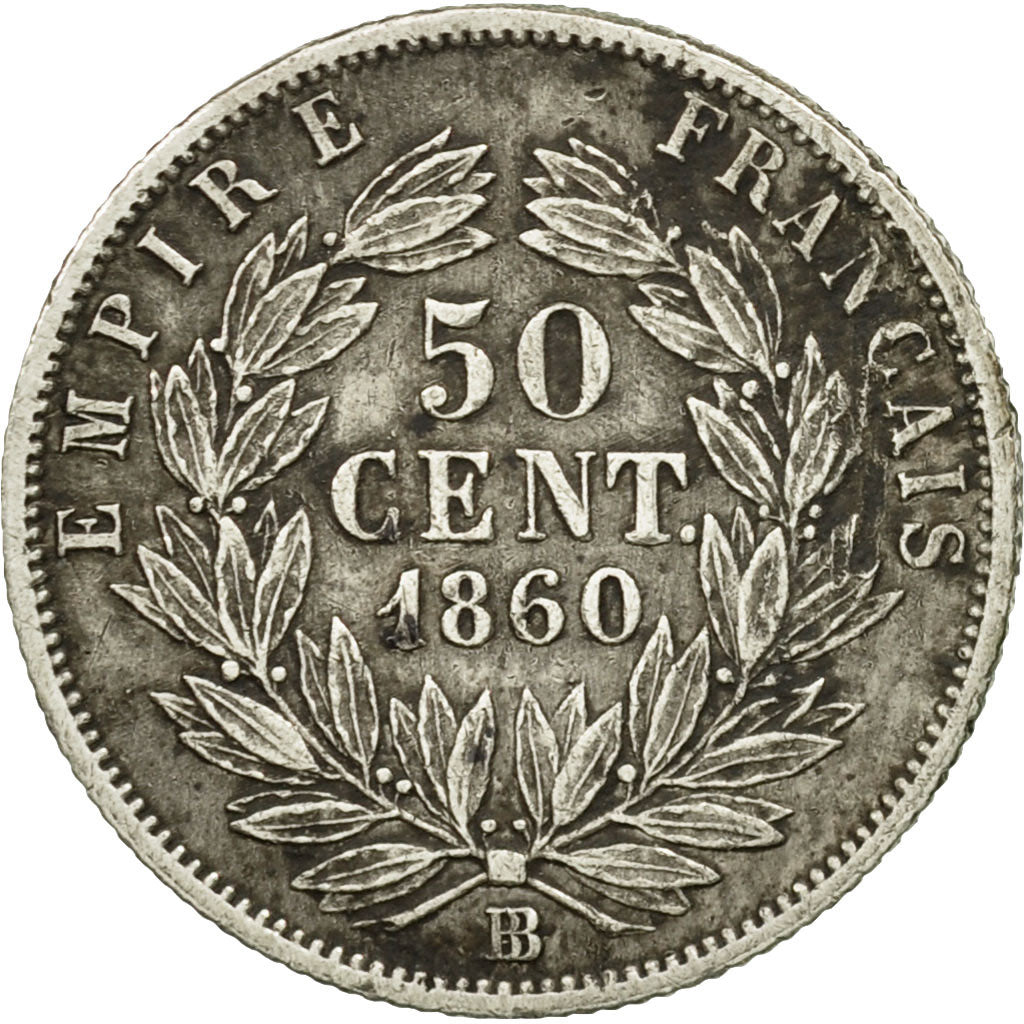 Monnaie, France, Napoleon III, Napoléon III, 50 Centimes, 1860, Strasbourg