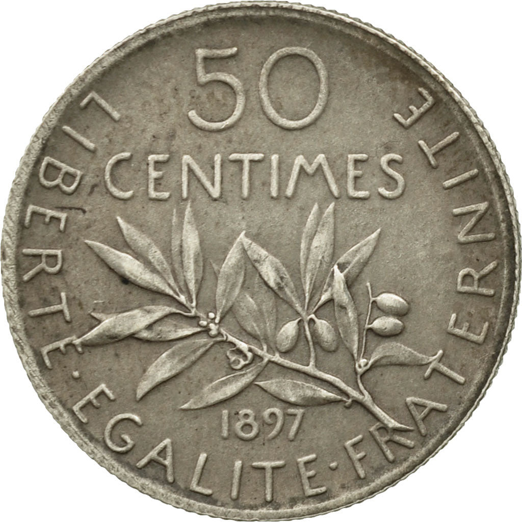Coin, France, Semeuse, 50 Centimes, 1897, Paris, AU(50-53), Silver, KM:854