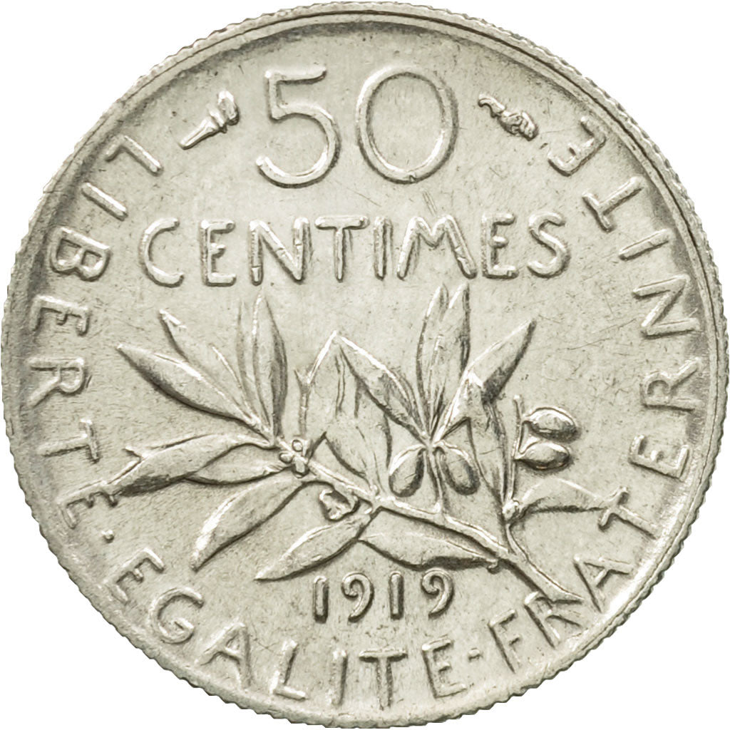 Monnaie, France, Semeuse, 50 Centimes, 1919, Paris, TTB, Argent, KM:854