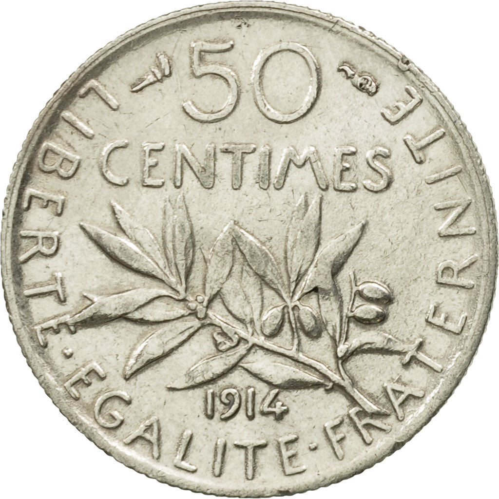 France, Semeuse, 50 Centimes, 1914, Paris, EF(40-45), Silver, KM:854