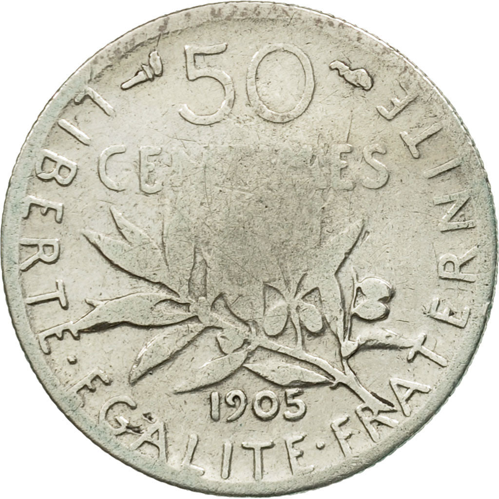 Coin, France, Semeuse, 50 Centimes, 1905, Paris, F(12-15), Silver, KM:854