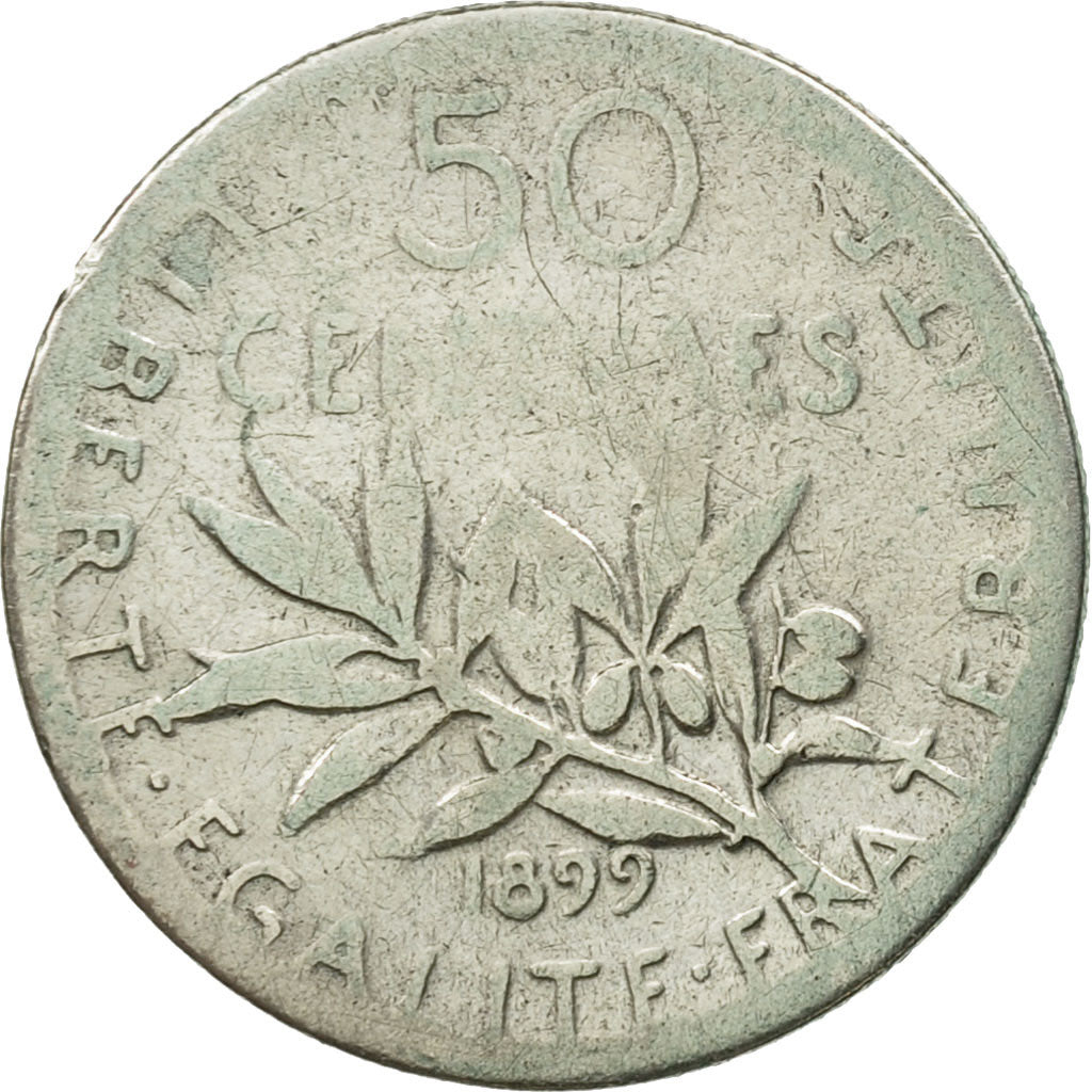 Monnaie, France, Semeuse, 50 Centimes, 1899, Paris, B, Argent, KM:854