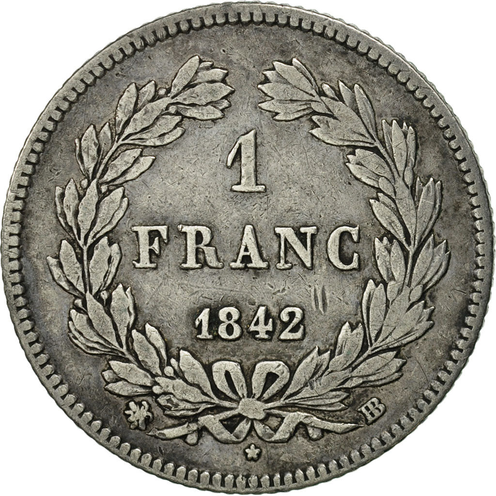 France, Louis-Philippe, Franc, 1842, Strasbourg, VF(30-35), Silver, KM:748.3