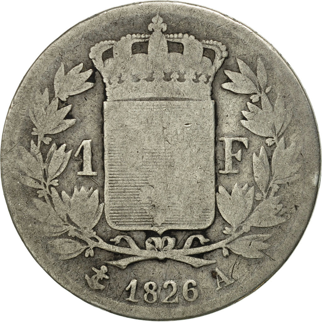 Francia, Charles X, Franc, 1826, Paris, BC, Plata, KM:724.1, Gadoury:450