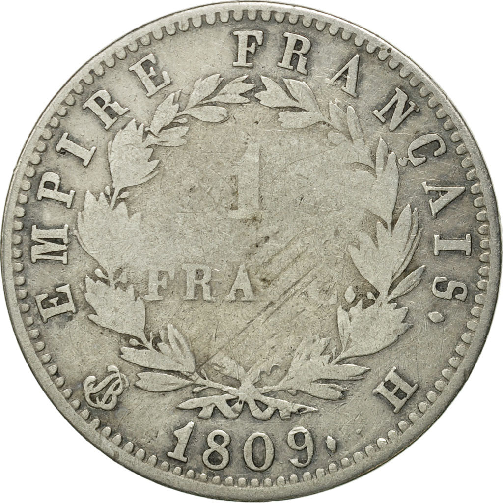 Coin, France, Napoléon I, Franc, 1809, La Rochelle, VF(20-25), Silver