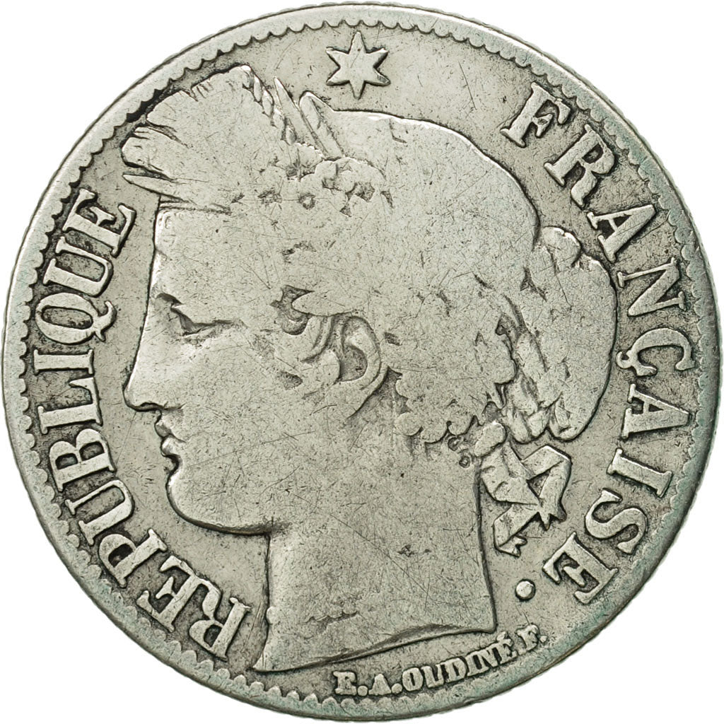 Coin, France, Cérès, Franc, 1871, Paris, VF(20-25), Silver, KM:822.1