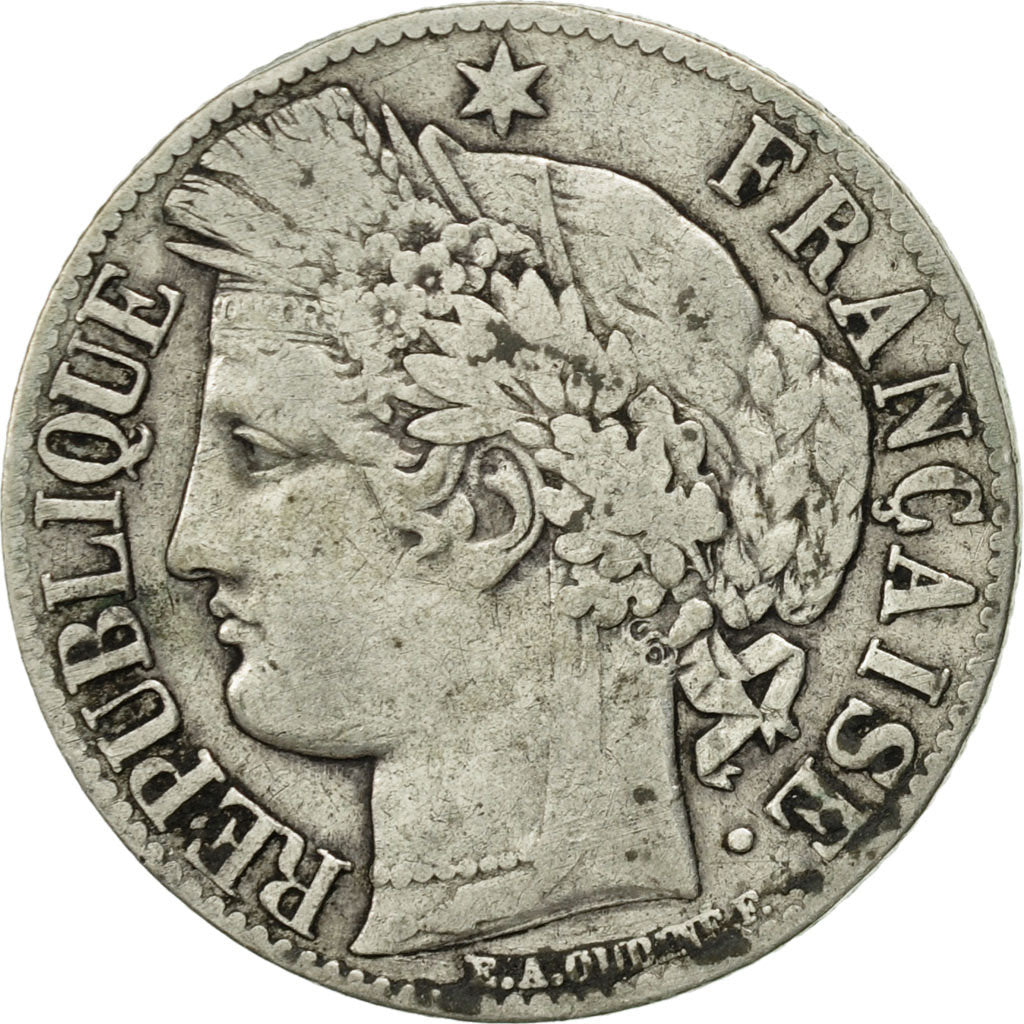 Coin, France, Cérès, Franc, 1871, Paris, VF(20-25), Silver, KM:822.1