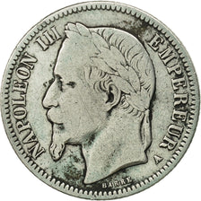 France, Napoleon III, Franc, 1867, Paris, VF(20-25), Silver,KM 806.1