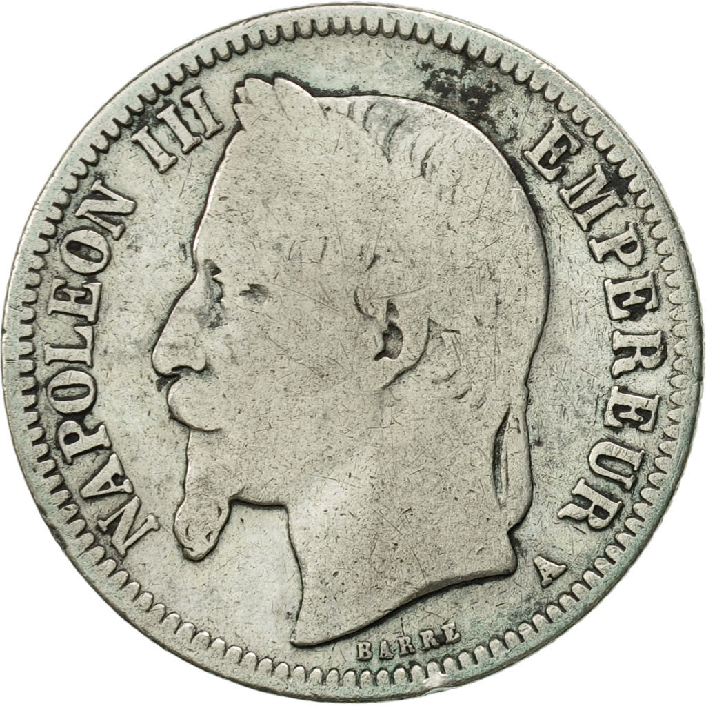 France, Napoleon III, Franc, 1868, Paris, F(12-15), Silver, KM 806.1