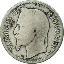 France, Napoleon III, Franc, 1870, Strasbourg, B+, Argent, KM 806.2, Gad 463
