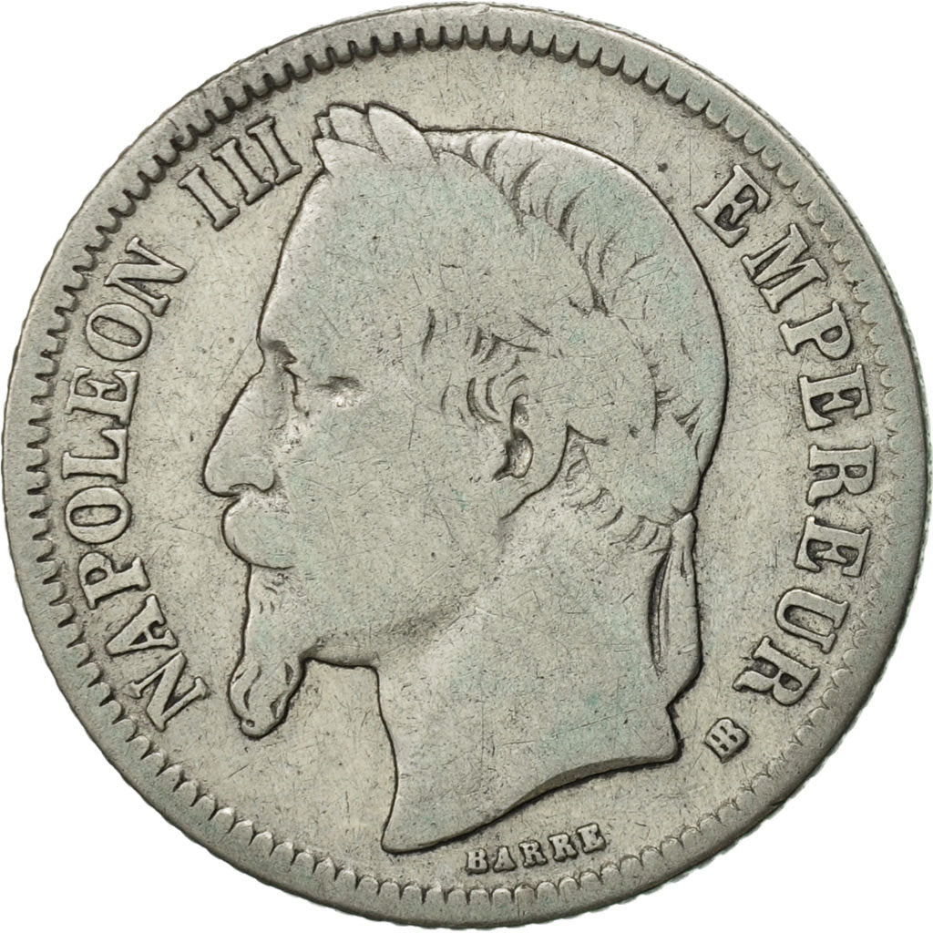 France, Napoleon III, Franc, 1866, Strasbourg, VF(20-25), Silver, KM 806.2