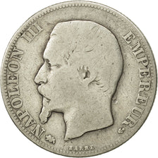 Moneda, Francia, Napoleon III, Napoléon III, 2 Francs, 1856, Lyon, BC+, Plata