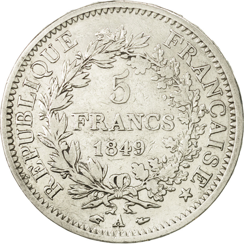 France, Hercule, 5 Francs, 1849, Paris, VF(30-35), Silver, KM:756.1, Gadoury:683