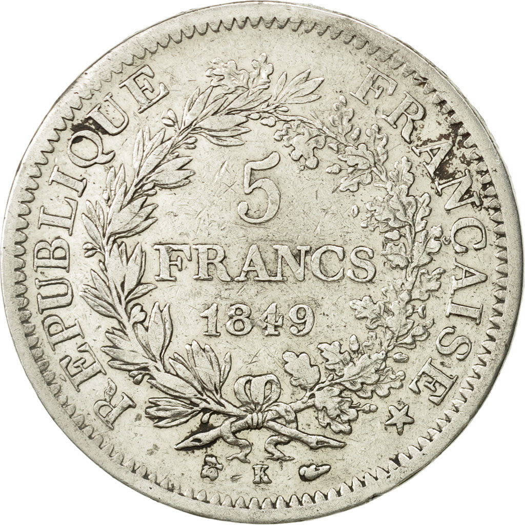 France, Hercule, 5 Francs, 1849, Bordeaux, EF(40-45), Silver, KM:756.4