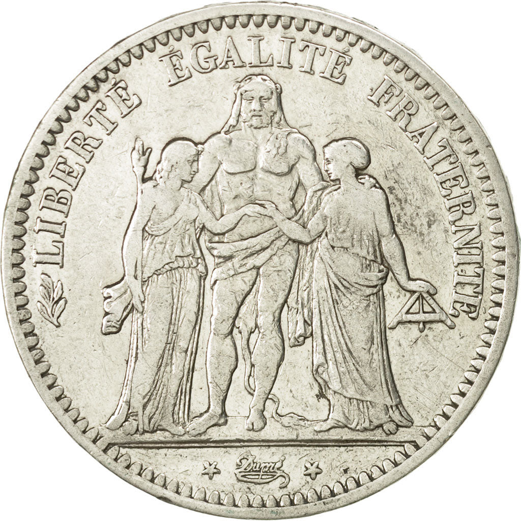 Moneda, Francia, Hercule, 5 Francs, 1848, Bordeaux, BC+, Plata, KM:756.4