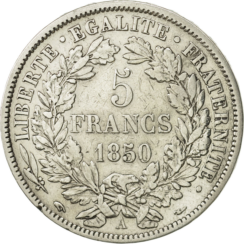 France, Cérès, 5 Francs, 1850, Paris, EF(40-45), Silver, KM:761.1, Gadoury:719