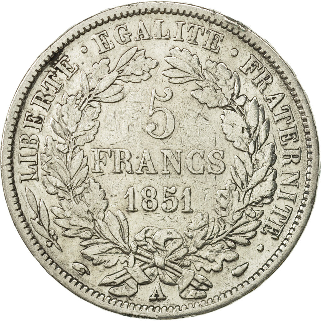 France, Cérès, 5 Francs, 1851, Paris, EF(40-45), Silver, KM:761.1, Gadoury:719