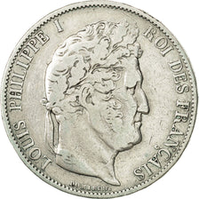 France, Louis-Philippe, 5 Francs, 1844, Lille, TB, Argent, KM:749.13,Gad 678a