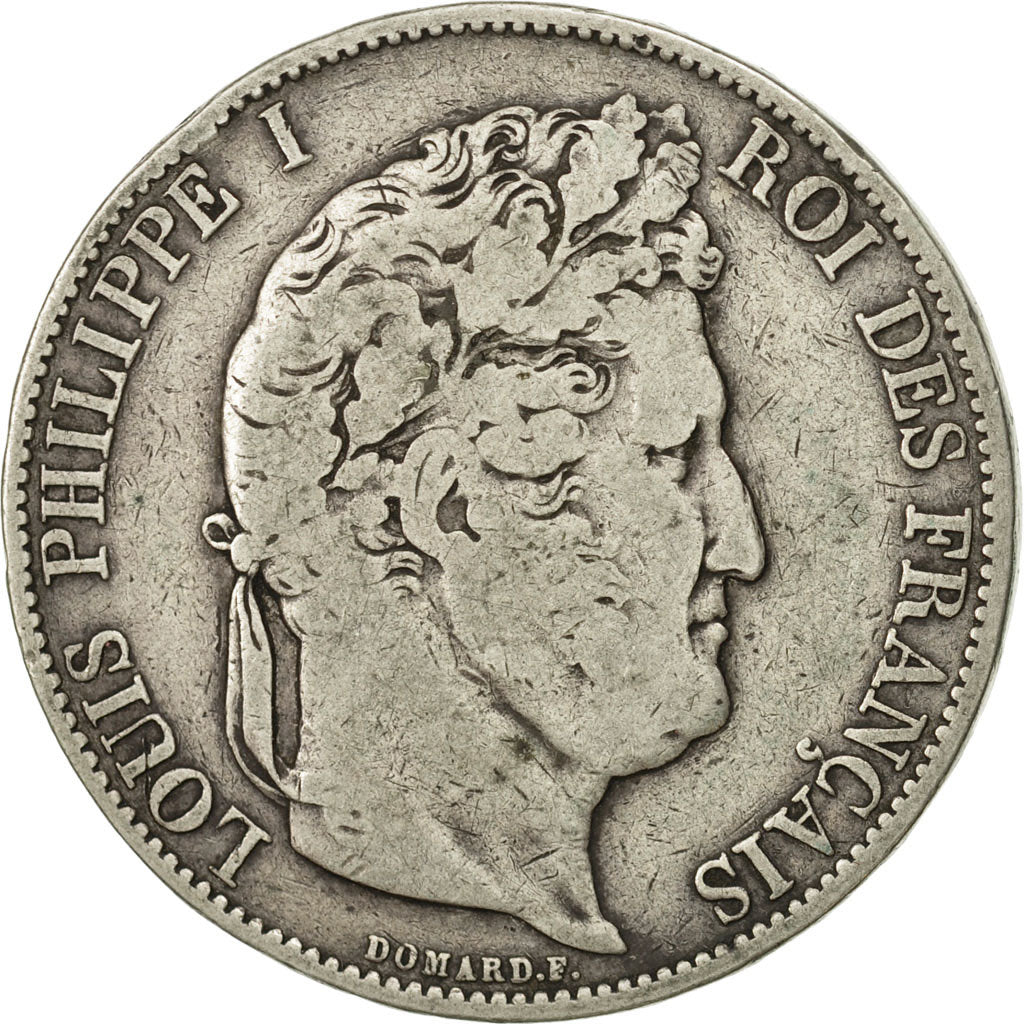 Francia, Louis-Philippe, 5 Francs, 1844, Bordeaux, BC, Plata, KM:749.7