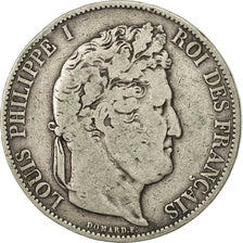 Francia, Louis-Philippe, 5 Francs, 1844, Bordeaux, BC, Plata, KM:749.7