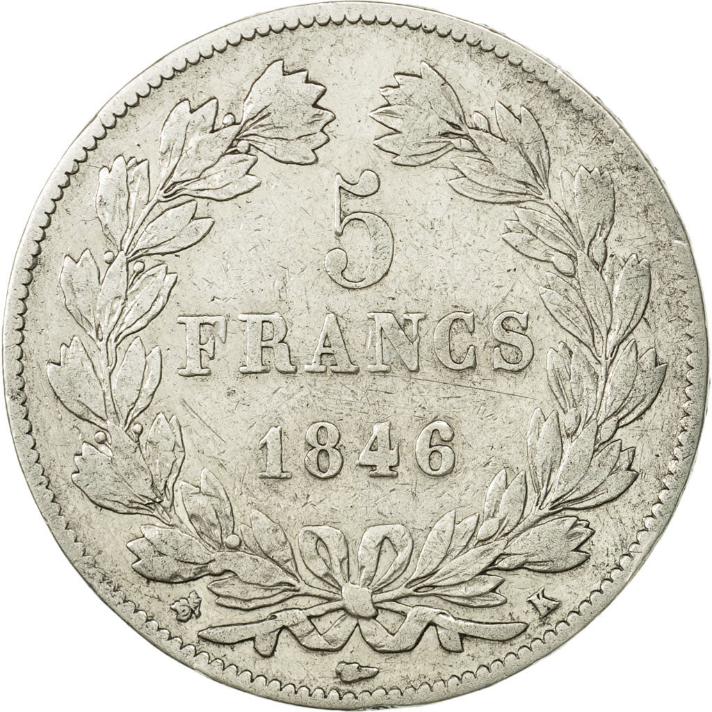 Coin, France, Louis-Philippe, 5 Francs, 1846, Bordeaux, VF(30-35), Silver