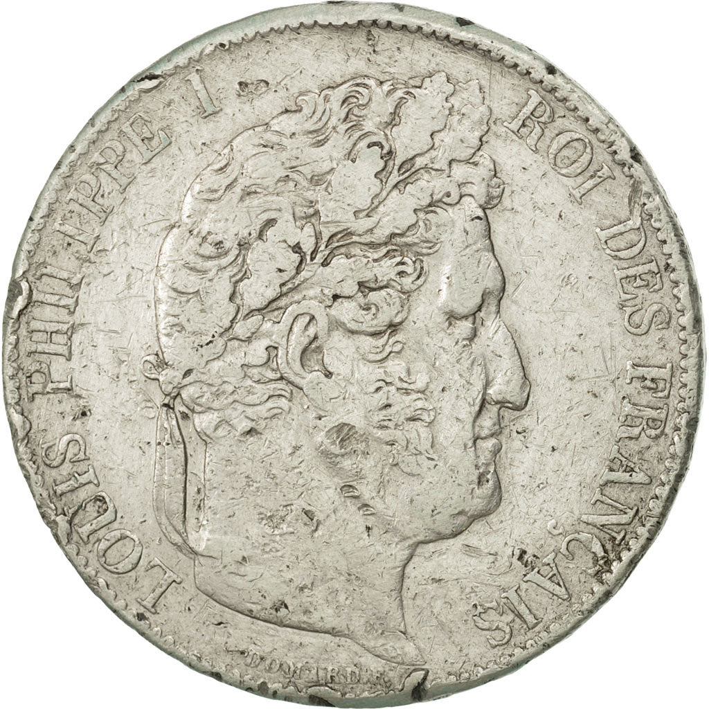 France, Louis-Philippe, 5 Francs, 1845, Strasbourg, VG(8-10), Silver, KM:749.3